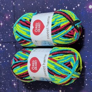 RARE! 2 New Skeins Red Heart Sweet Home Blanket Yarn NWT Blacklight Discontinued